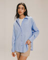 Camisa Oversize Blanca Rayas,AZUL CIELO